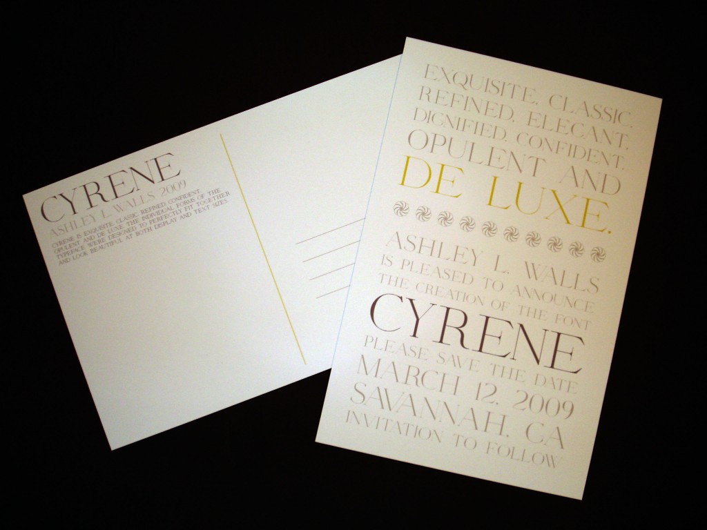 Cyrene – Typeface Promotional Post Card